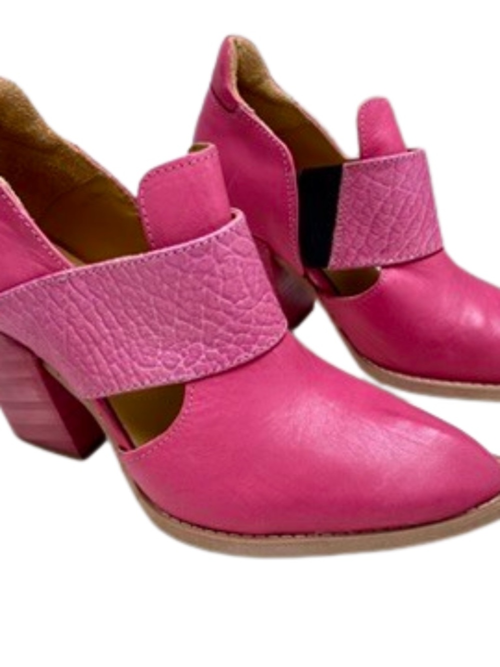 ✨NWOB✨ John Fluevog Entrance Room 502 Pink Leather Cutout Block Heel Booties